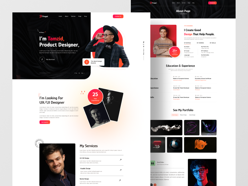 Personal portfolio website design by Md Tamzidulla on Dribbble