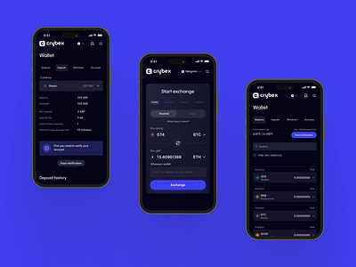Crybex Mobile Web Design bitcoin branding crypto cryptocurrency cryptocurrency exchange design graphic design interface mobile mobile design mobile screens ui ui design user interface ux web design