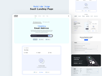 Temp Mail- SaaS Landing Page Design (Pastel Color) branding clean design creative creative design design design inspiration figma graphic design landing page landing page design light color design pastel color pastel color design saas temp mail ui uiux web app web design