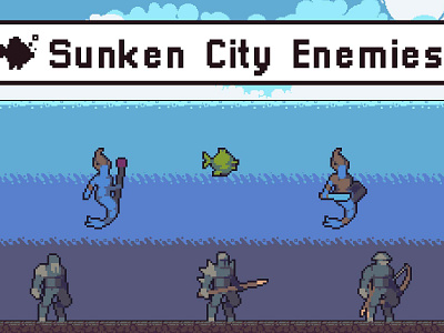 Free Underwater Enemies Pixel Art Character Pack 2d asset assets enemy fantasy game game assets gamedev indie indie game pixel pixelart pixelated rpg set sets sprite sprites spritesheet spritesheets