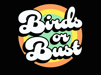 "Birds or Bust" Sticker bird birding birds birdwatching bold branding colorful design graphic design illustration logo retro vintage