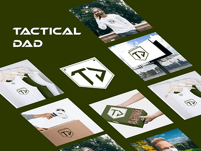 🤠 Tactical Dad - Brand for Cool Dads 😎 billboard box package brand identity branding cloth printing color cool brand dad face mask illustration logo logo design modern package design packaging personal branding shirt print tactical tactical dad typography