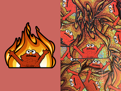 The Elmo Fire gif, but make it a sticker design drawing elmo fire graphic design illustration sticker vector