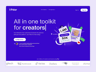 Pillar: Website Launch agency animation branding caviar design graphic design icon illustration logo motion graphics popular ui ux vector web website