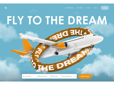 Airline website design illustration typography ui ux