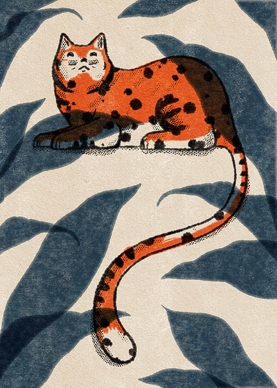 Jungle cat print animal design digitalillustration hand drawn illustration print screenprint