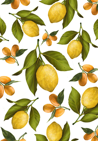 Lemon illustrated pattern collage collageart design digitalillustration fruit hand drawn illustration pattern