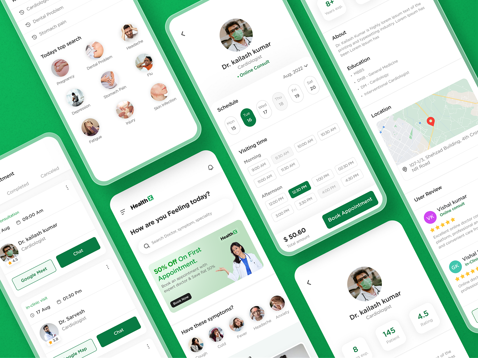 Online Dr. Consultation Booking App_HelthX by Sushant Dhasmana on Dribbble