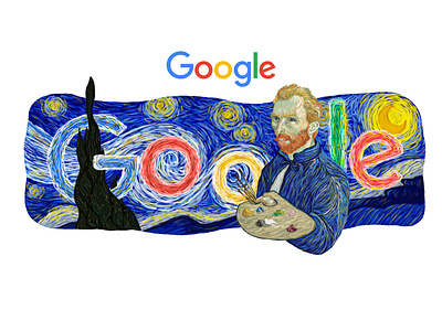 Vincent Van Gogh - Google Doodle digitalart doodle googledoodle handdrawn illustration self taught vangogh
