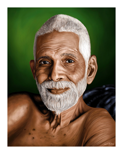 Ramana Maharishi Digital Art digitalart handdrawn illustration photoshop ramanamaharishi realism self taught wacom