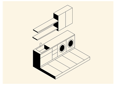 Laundry room design high contrast illustration isometric