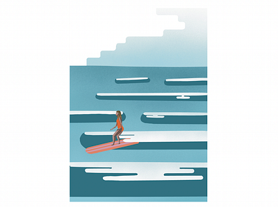 Surfergirl in the French waves design digital art editorial design graphic design illustration outdoor illustration publishing