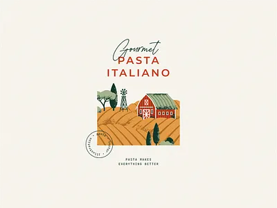 Fields farm field food illustration landscape packaging pasta retro texture vector village xara