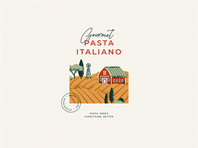 Fields farm field food illustration landscape packaging pasta retro texture vector village xara