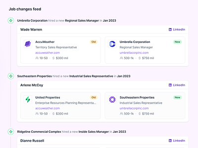 Job changes feed apollo changes feed company feed crm feed github history hubspot job change linkedin feed lusha news feed outreach respository sales navigator salesforce salesloft timeline timeline feed zoominfo