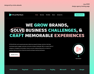 Pixel Perfect - Design Agency Landing Page app apple branding design graphic design illustration logo ui ux vector