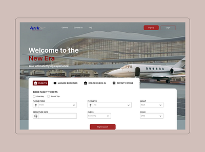 Flight Ticket Booking Web Design airplane airport booking flight hero section plane ticket ui webdesign