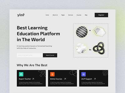 Education website hero section! black clean design education gray color learning learning website ui ui design user interface ux webhero website design website for education