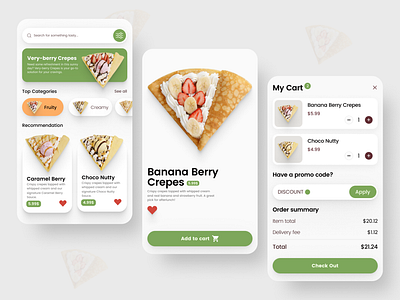 Crepes Mobile App android ui mobile app app app design application design crepes mobile app delivery app design food app graphic design mobile app ui order app design shopping app ui ui design uiux design