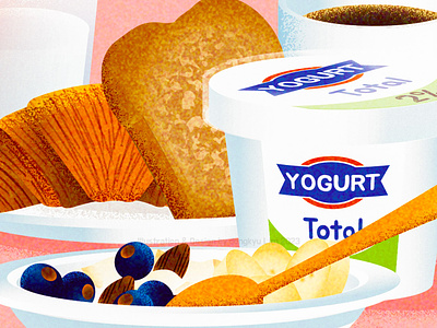 Daily Routine (except for Croissants) breakfast coffee croissant dailylroutine grain illustration wholegrain yogurt