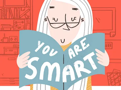 Positive Affirmation Illustration with Vintage style character affirmation affirmations background character drawing illustration lettering person poster red simple vintage