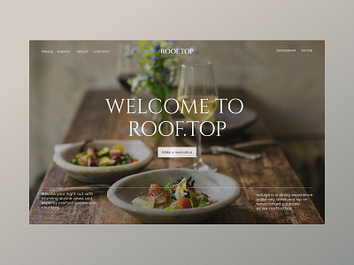 ROOF.TOP - Restaurant Website Design bar concept design drinks food landing page restaurant typography ui web website