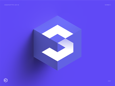 Number 3. 36 Days of Type. Day 30 3 logo 36 days of type 3d blockchain branding cube decentralized defi dimension glitch gradient icon identity lettering logo logotype number 3 type unused web3