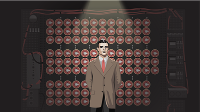 Ilustração Alan Turing x The Imitation Game - Sistema Fiep caricature character code computer design editorial education illustration portrait poster turing vector