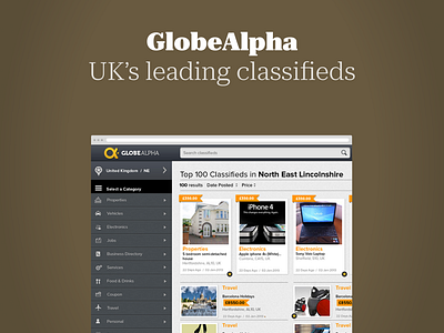 NotchUX > GlobeAlpha - UK's leading classifieds app consumer internet ui ux web app