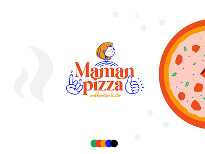 Maman Pizza Logo branding design food foodie geometry homemade illustration ketchup logo logotype minimal mom pizza pizzeria restaurant shape typography vector