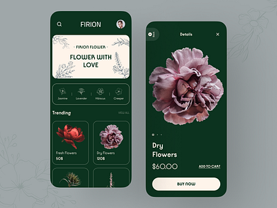 Flower App UI design e commerce flower flower app flower shop home screen ios minimal app mobile ui modern app nature app planting selling shop shopping ui ux