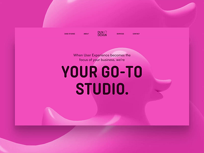 Dux Design - UX studio website 3d modeling animation blender lottie pink portfolio ui ux webflow