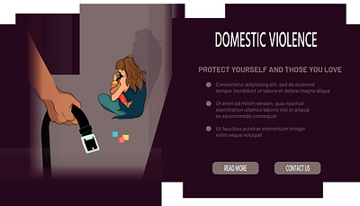 Landing, website for support group, domestic violence hotline abuse awareness character child conceptual design domestic family hand drawn harrassment hotline illustration landing page problem protection social vector violence webpage woman