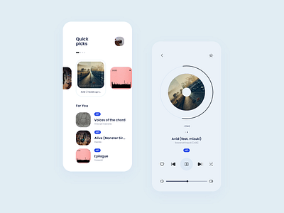 Music Player app audio clean design minimal modern music music player playlist song ui