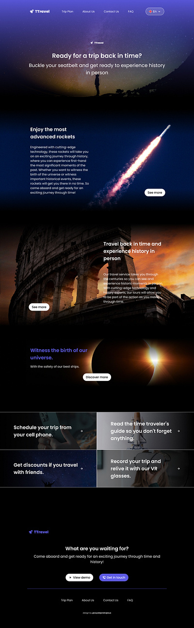 Time Travel Service - Landing Page branding design figma graphic design ui ux