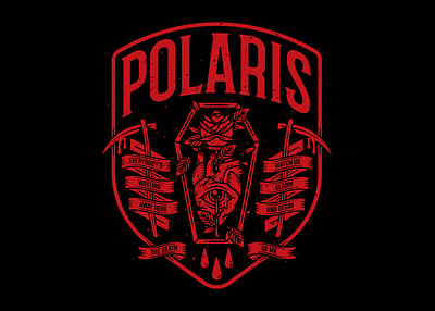 Polaris badge band merch coffin design heavy metal illustration merch metal polaris roses scythe vector