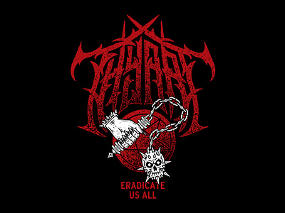 Thy Art is Murder badge band merch death metal death metal logo demon design devil illustration merch morning star pentagram text thy art is murder vector weapon