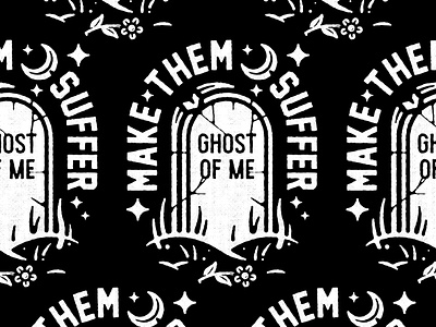 Make Them Suffer badge band merch daisy design flower ghost grave gravestone illustration make them suffer merch pattern tomb tombstone vector