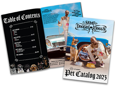 Snoop Doggie Doggs Catalog adobe animal branding cat catalog design dog dogg graphic design illustrator layout pet print rap snoop vector