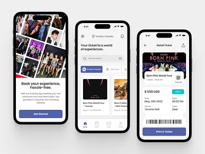 Ticketz - Ticket Concert Mobile App app artist booking clean concert date event events festival figma minimal minimalist mobile app mobile design mobile ui party ticket tickets ui venue