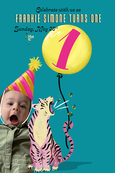 Illustrated Birthday Invitation birthday invite design digital illustration graphic design illustration invitation design poster design