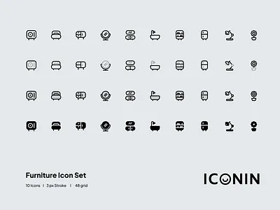 Iconin : Furniture Icon Set app icons desk flat icons furniture furniture icon furniture icon set icon icon illustration icon pack iconin iconography icons icons set illustration lamp line icons mirror stroke icons table vase