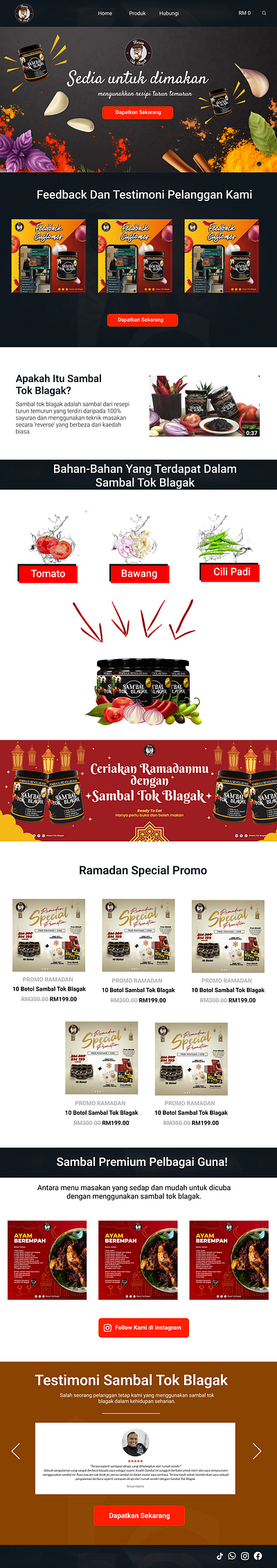 Landing Page Sambal Tok Blagak branding design ui ux