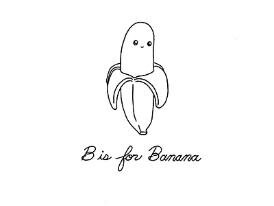 Day 091-365 B is for Banana 365project banana cute illustration ink kawaii