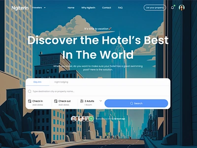 Nganterin - Booking Hotel Website airbnb booking clean design homestay hotel minimal property renting reservation resort room booking tourism travel trip ui ux vacation website website design