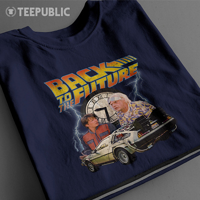 Back to the 80's back to school back to the future brown delorean doc film illustration kids martin mcfly movie much up tshirt design