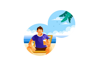 Drinking Juice on the Beach in Summer animation juice