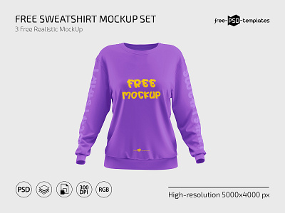 Free Sweatshirt Mockup Set apparel free freebie mock up mockup mockups photoshop psd sweatshirt template templates