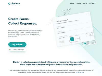 Clientary Forms branding design forms landing marketing saas ui vector