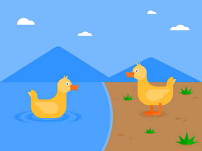 Ducks digital art flat design graphic design illustration 2d kidlit scenary vector art